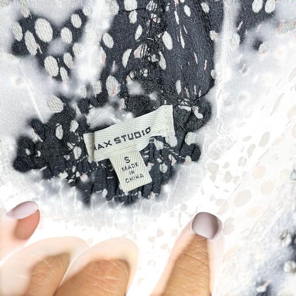 Max Studio Womens Black Polka Dot Ruffle Jumpsuit Wide Leg V Neck Size Small - Picture 2 of 8